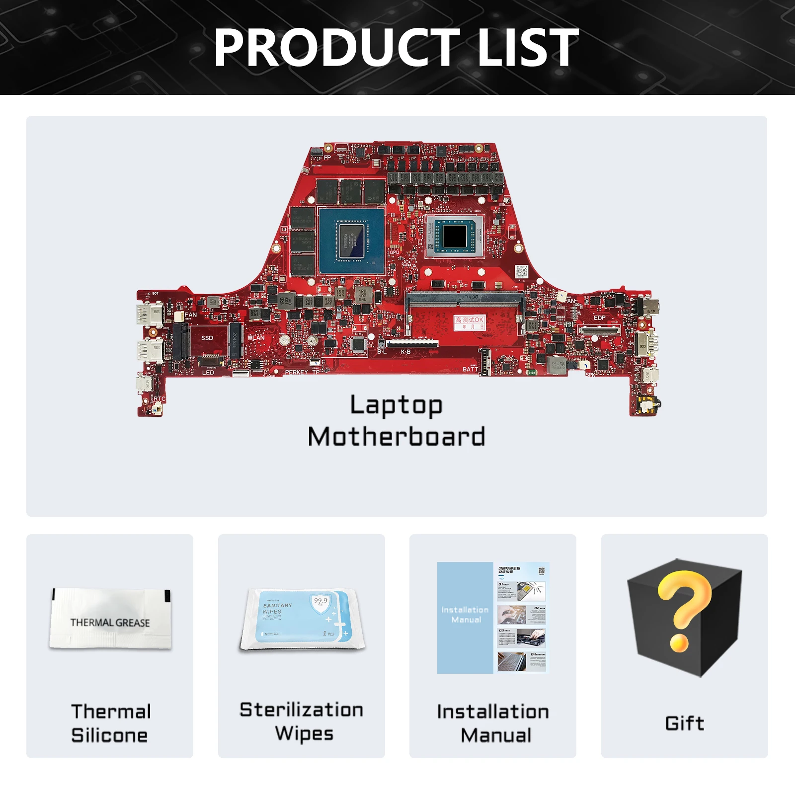 GA401QM Ordinateur Portable Carte Mère Pour ASUS GA401Q Zephyrus G14 GA401 8G-RAM R7-5800H R9-5900H RTX3060 V6G Carte Mère