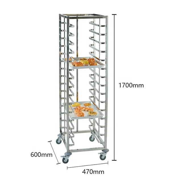 Factory price Hotel Stainless Steel Aluminum Tray Trolley Bread Baking Rack Bakery Pushing Trolley