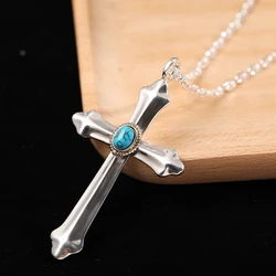 Silver Necklace Goro Takahashi Cross Jewelry Indian Free Shipping Vintage Unisex Blue Turquoise 925 Fine Accessories