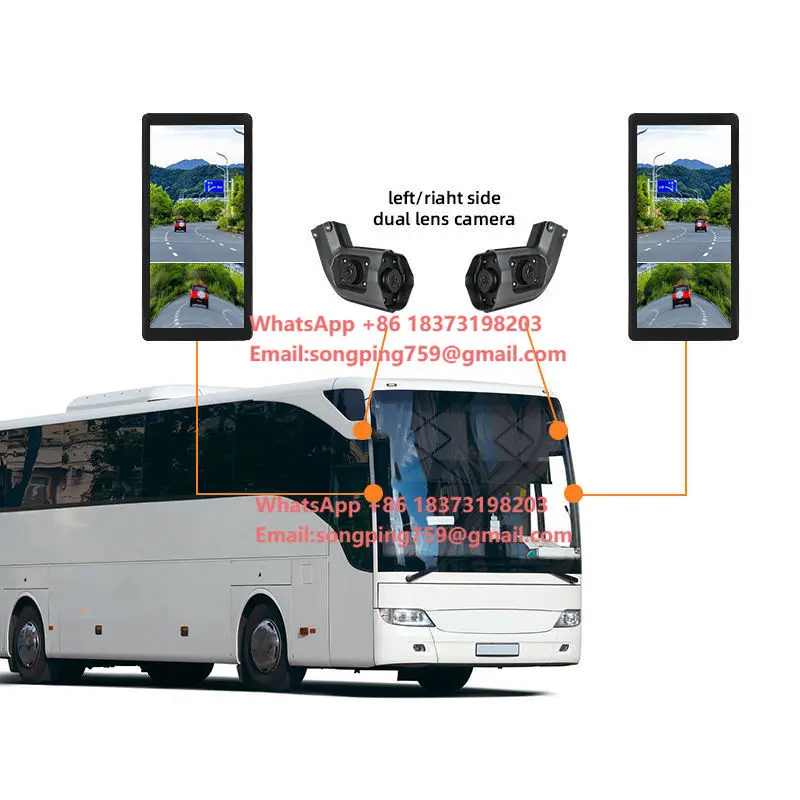 12.3 Inch 2 Split LCD Screen Electronic Rearview Mirror Monitor System with 2 Cameras for RV Bus Truck Trailer