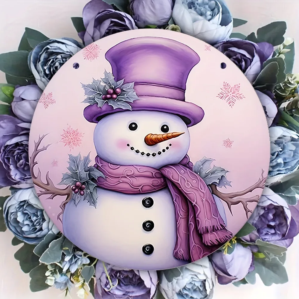 

A pink and purple snowman wreath logo plaque astrology wall hanging ornaments pendant