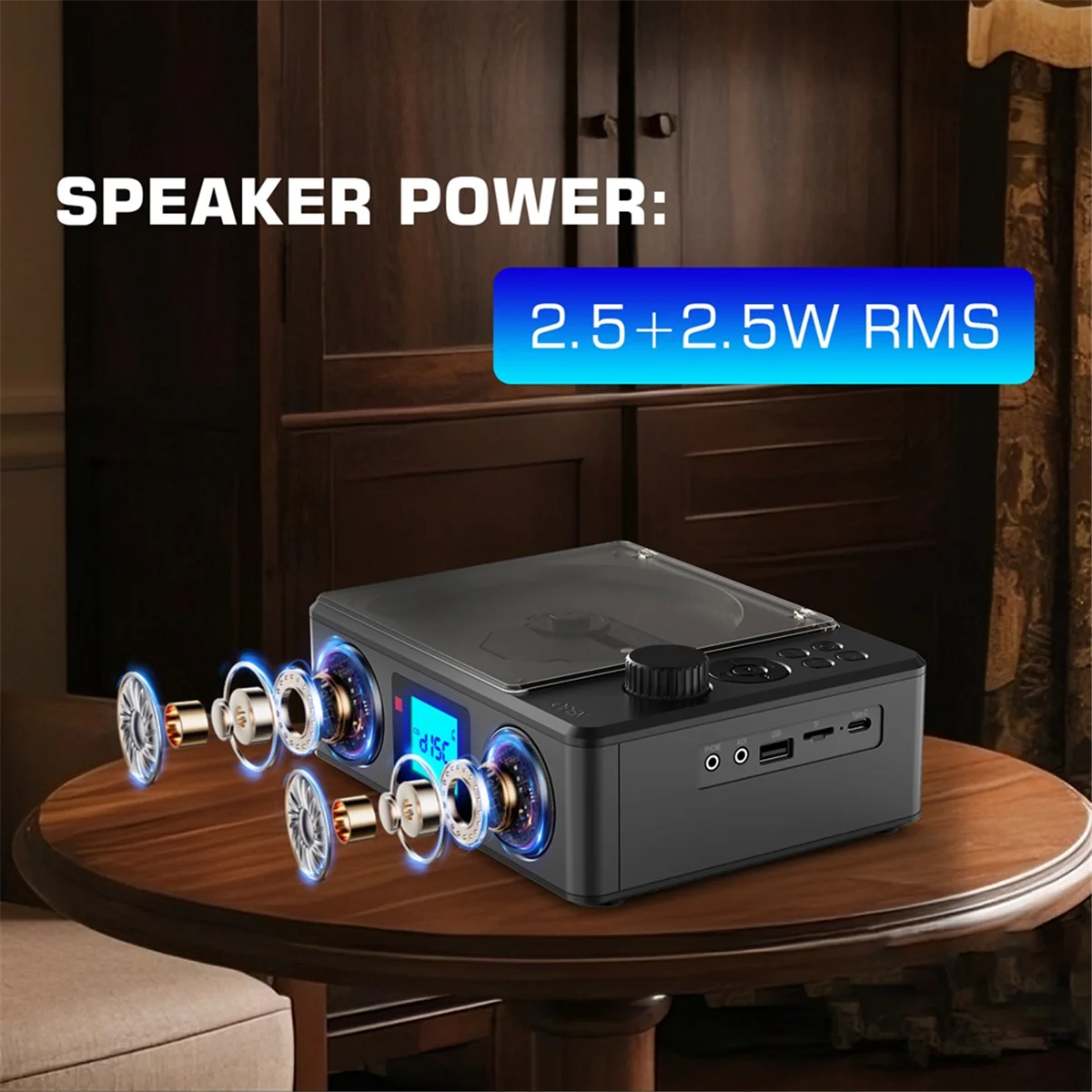 Nueva tecnología reproductor de CD portátil altavoz de Audio Bluetooth inalámbrico Radio FM reproductor de música con despertador enchufe de EE. UU.