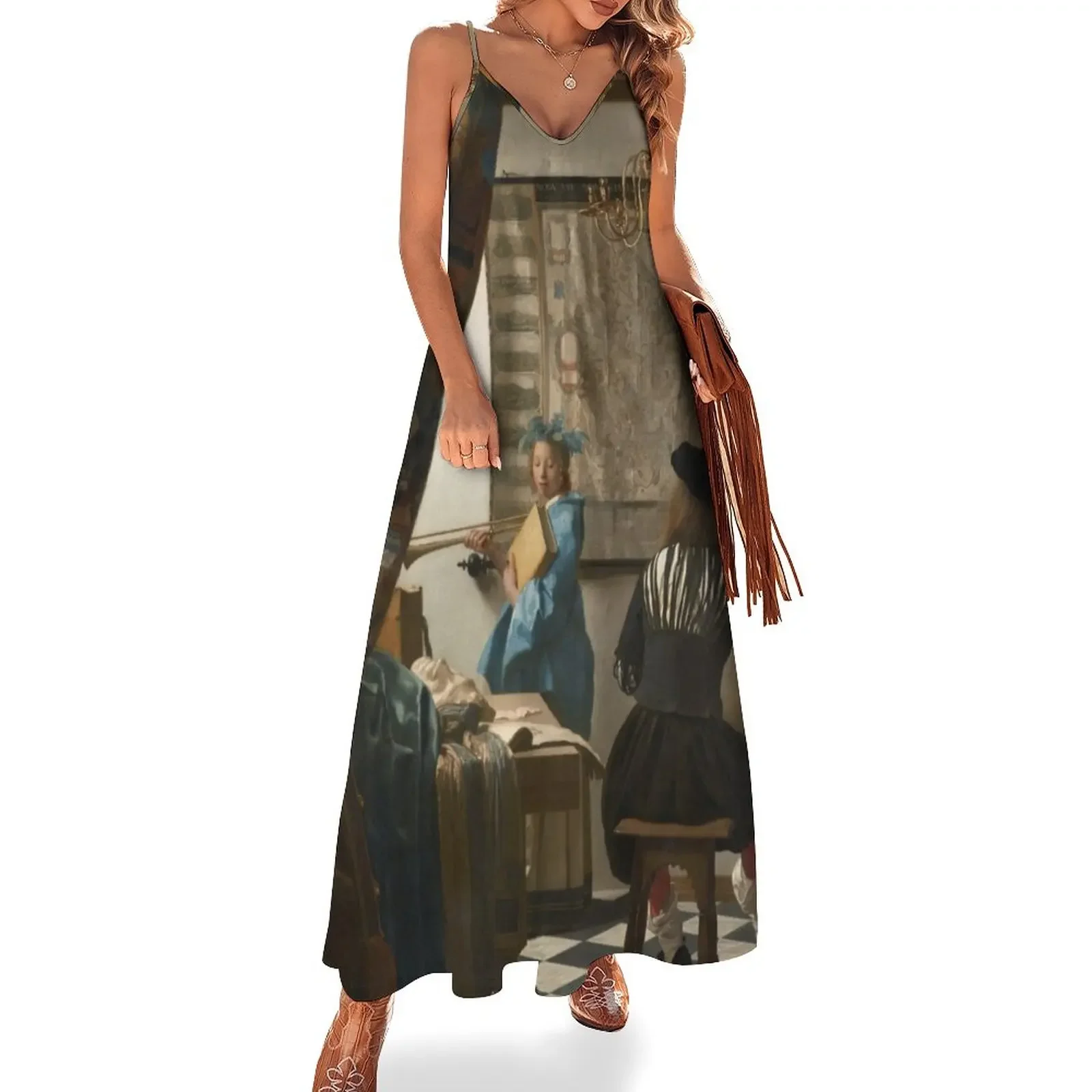 

Jan Vermeer - The Art of Painting Sleeveless Dress clothes women's evening dresses Dress