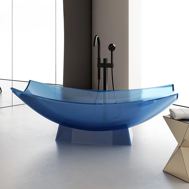 

Suspended Transparent Resin Bathtub Boat-shaped Hammock Type Home Freestanding Hotel B&B Bathtub