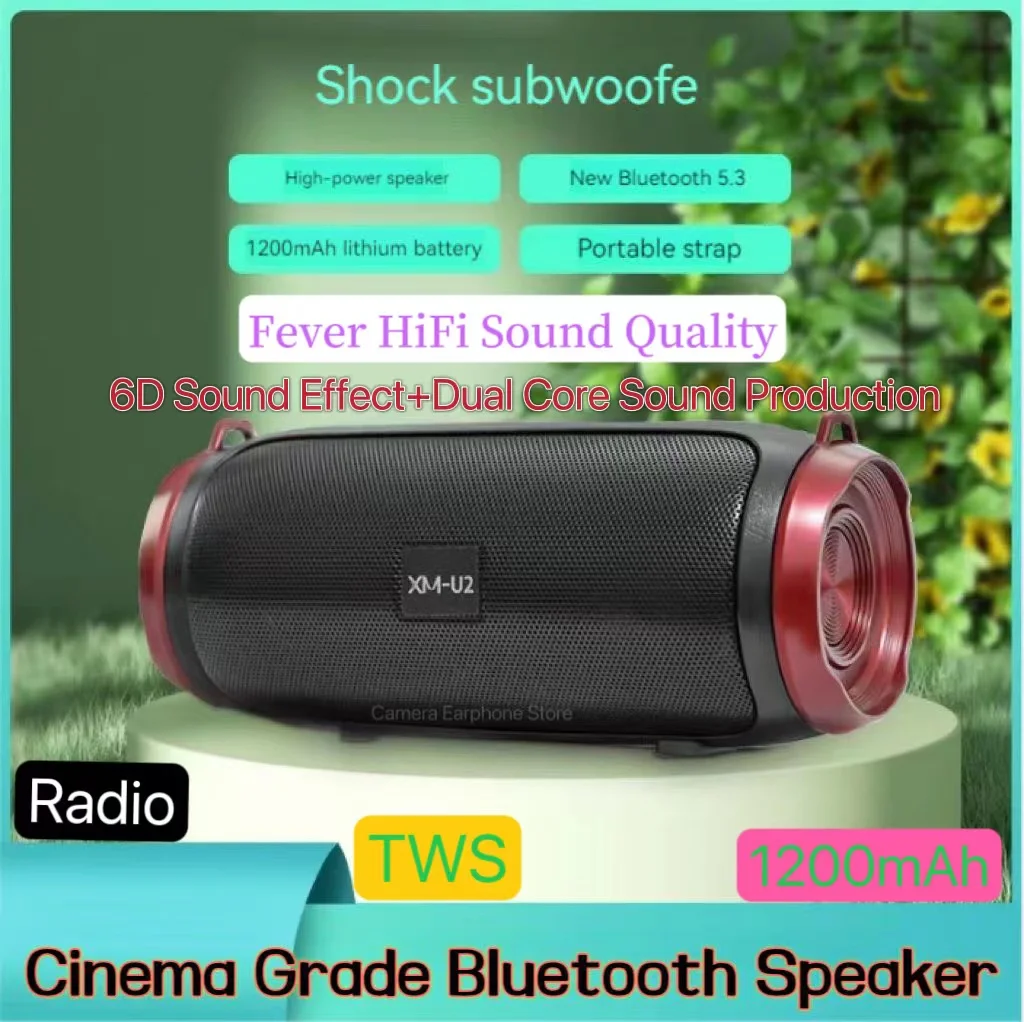 Portable Wireless Bluetooth Speaker IPX5 Waterproof Outdoor HIFI Pillar Speaker Subwoofer Stereo Speaker FM Radio TF Boom Box