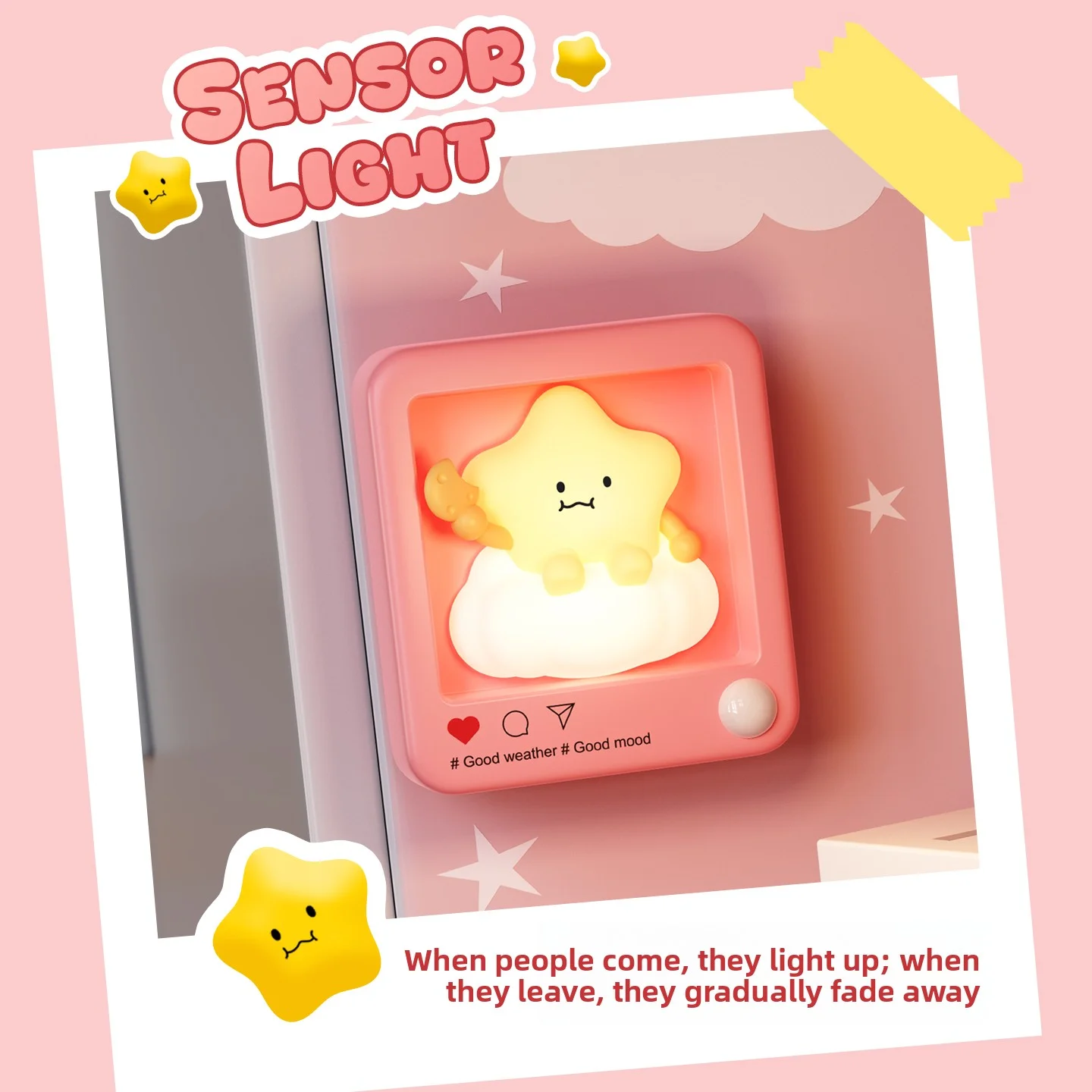 ضوء ليلي ذكي بمستشعر جسم الإنسان لغرفة النوم والممر، مصباح تثبيت مغناطيسي بدون مثقاب