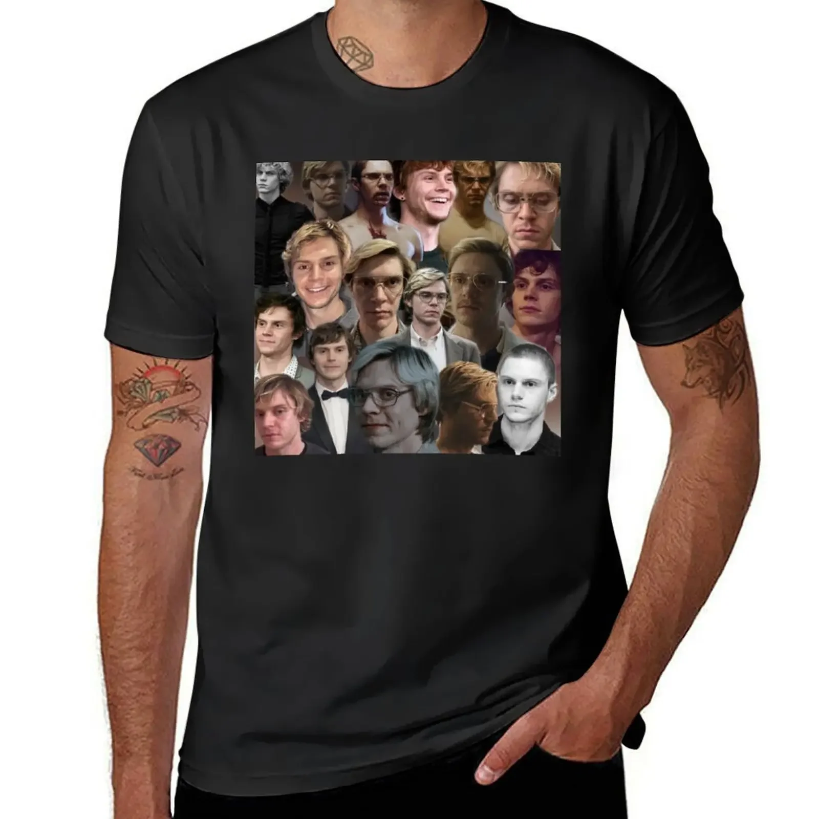 evan peters photo collage high quality T-Shirt vintage anime shirt anime t shirts Blouse men workout shirt