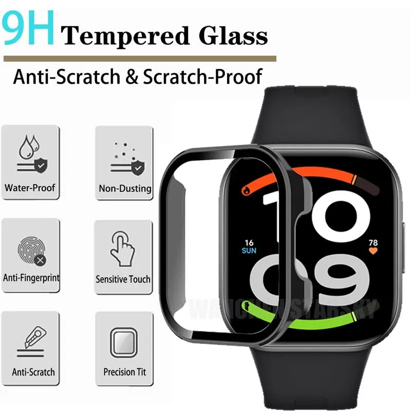 Hard PC Case+Tempered Glass For Redmi Watch 6 Active Screen Protector Anti-Scratch Cover For XIAOMI REDMI Watch 6 Lite Bumper
