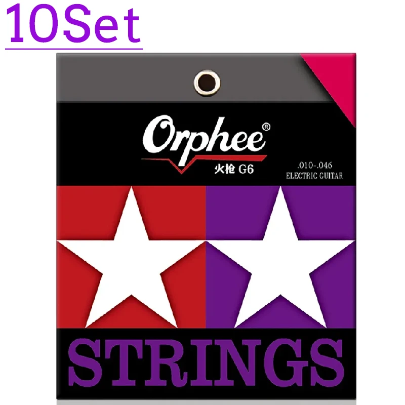 Orphee G-serie elektrische gitaarsnaren, koolstofstaal, zeshoekige legering, vernikkeld, 1/10 sets, gitaaraccessoires voor gebruik op het podium, in de studio en tijdens oefeningen.