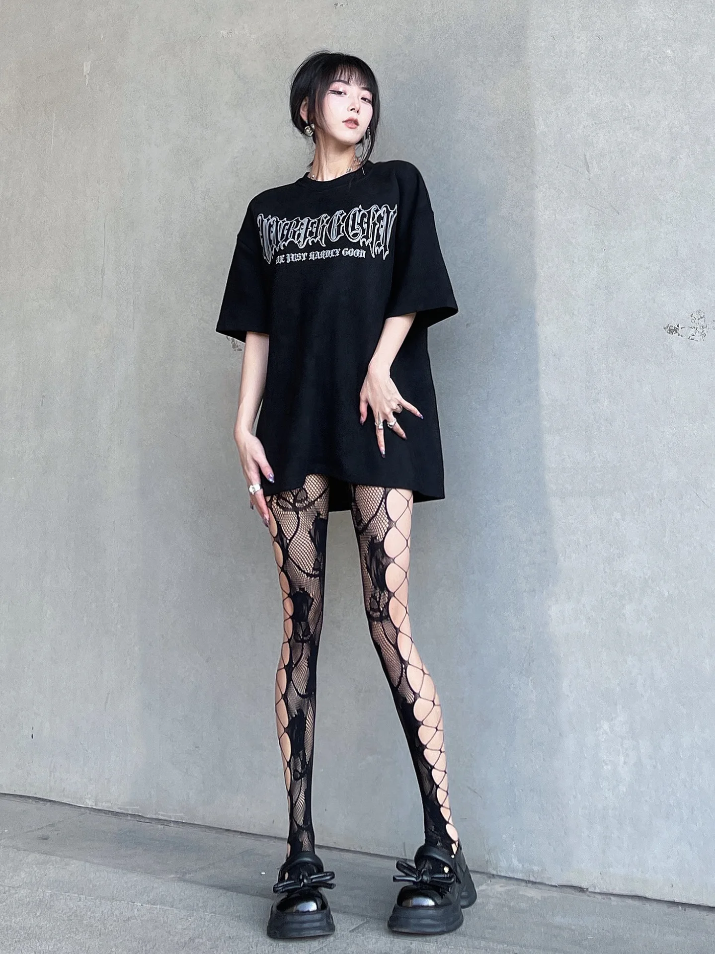 Spicy Girls Sexy Sexy Colored Mesh Socks Rose Jacquard Side Cross Strap Hollow Small People's Pantyhose Children Tik Tok