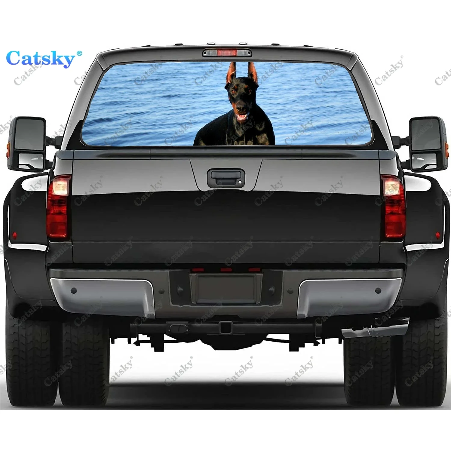 German Doberman Pinscher Window Decal Sticker Graphic PVC Decorative Truck Sticker Perforated Vinyl Universal Sticker