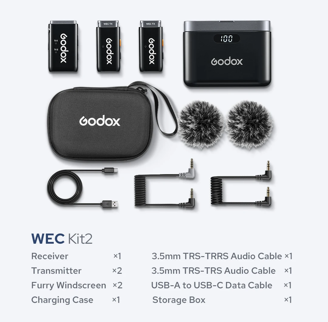 Godox WEC 2.4 جيجا هرتز نظام ميكروفون لاسلكي جهاز ريسيفر استقبال وإرسال بث مباشر هيئة التصنيع العسكري لكانون نيكون سوني كاميرا الهاتف الذكي