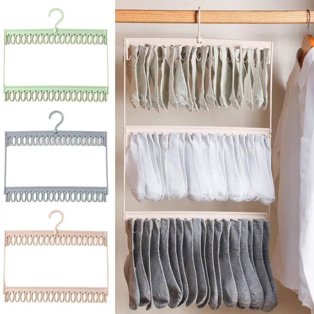 Socks Underwear Drying Rack With Rotatable Hook Strong Load-bearing Windproof Clothes Drying Hanger Rack Laundry Airer Hanger