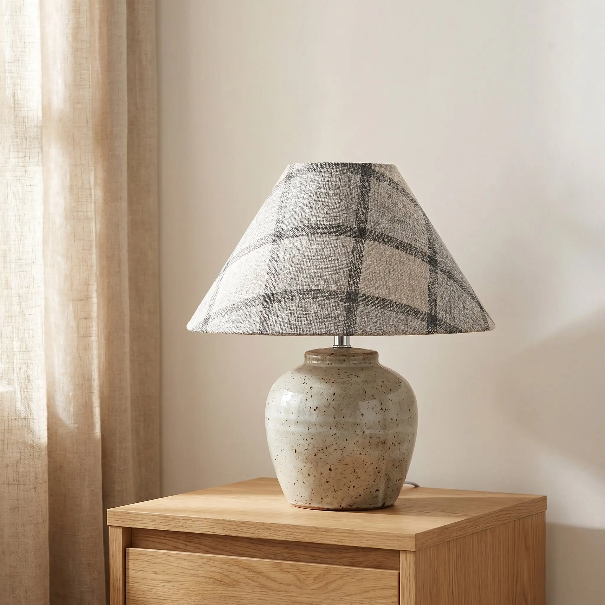 Fabric Lamp Shade Vintage Plaid Lampshade E27 Compatible Table Floor Lamps Pendant Lights Decorative Lighting 1.57 Hole