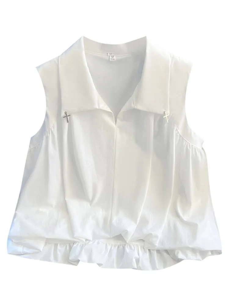 الصيف ort Svel طوق المرأة irt الكورية Sle فضفاضة تناسب الأزهار تصميم القطن مزيج الألياف المرنة عارضة أعلى #5