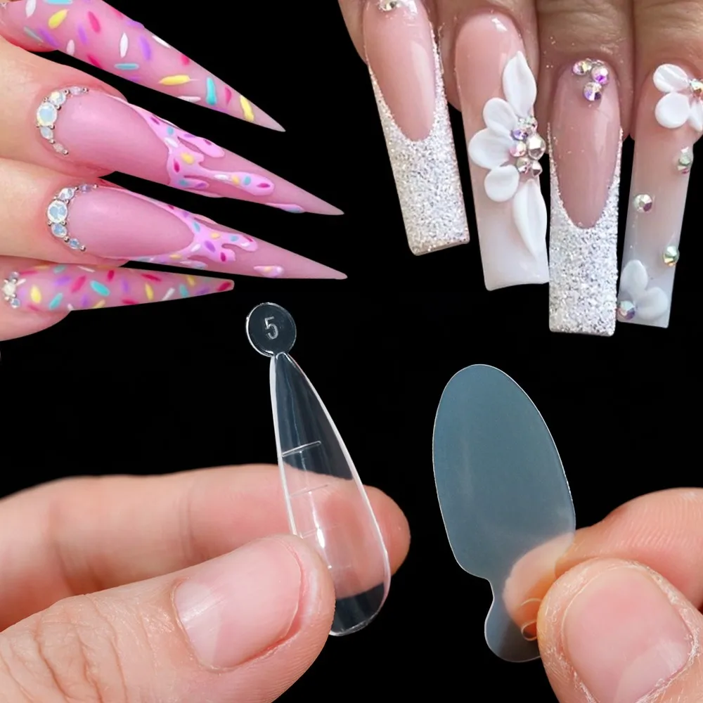 Faux ongles en silicone souple pour extension de gel, moule en gel UV, autocollant Forma, outil de manucure, 12 pièces