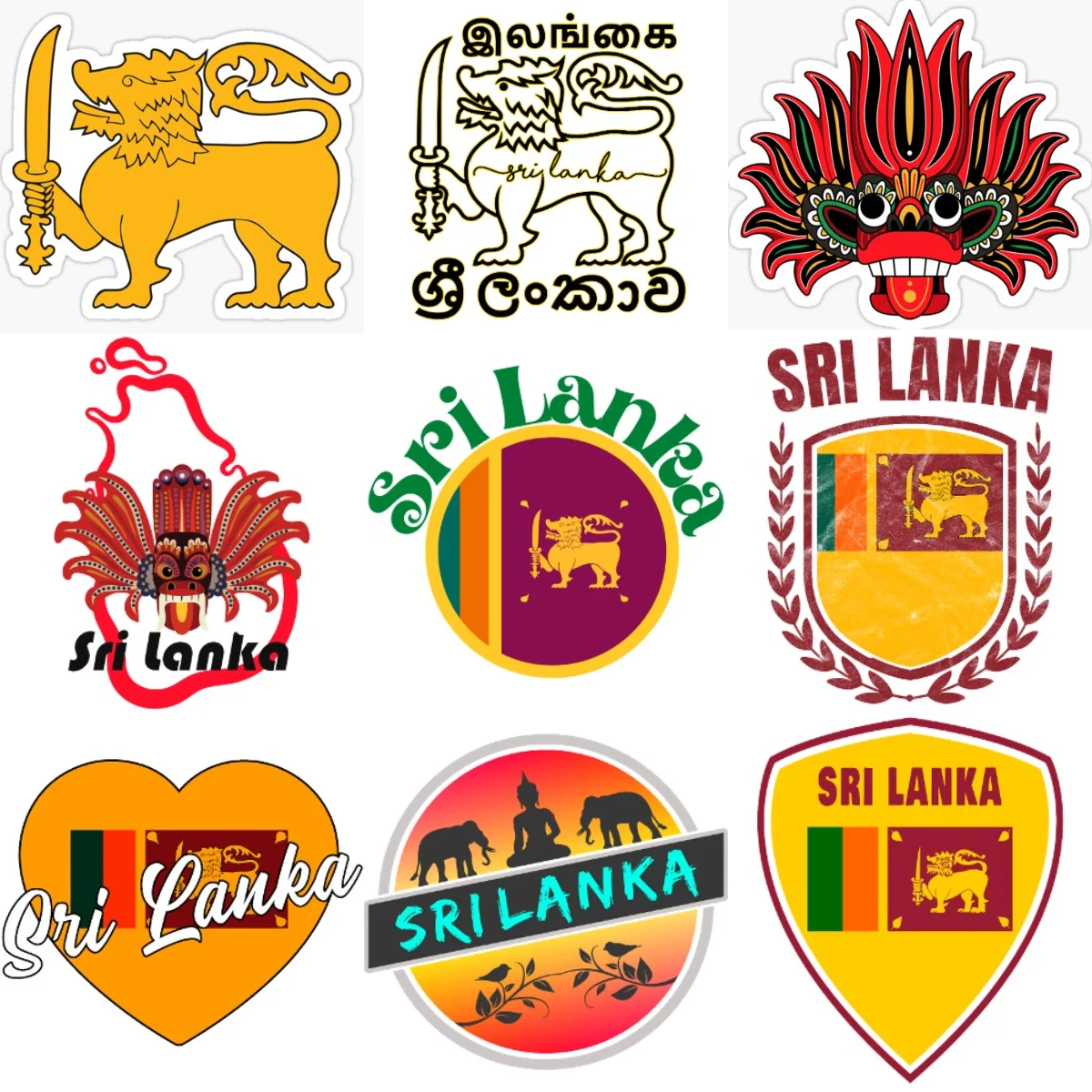 

Sri Lanka Flag Map Raksha Elephant Creative PVC Car Stickers for Car Van Helmet Window Wall Decoration Accessorie