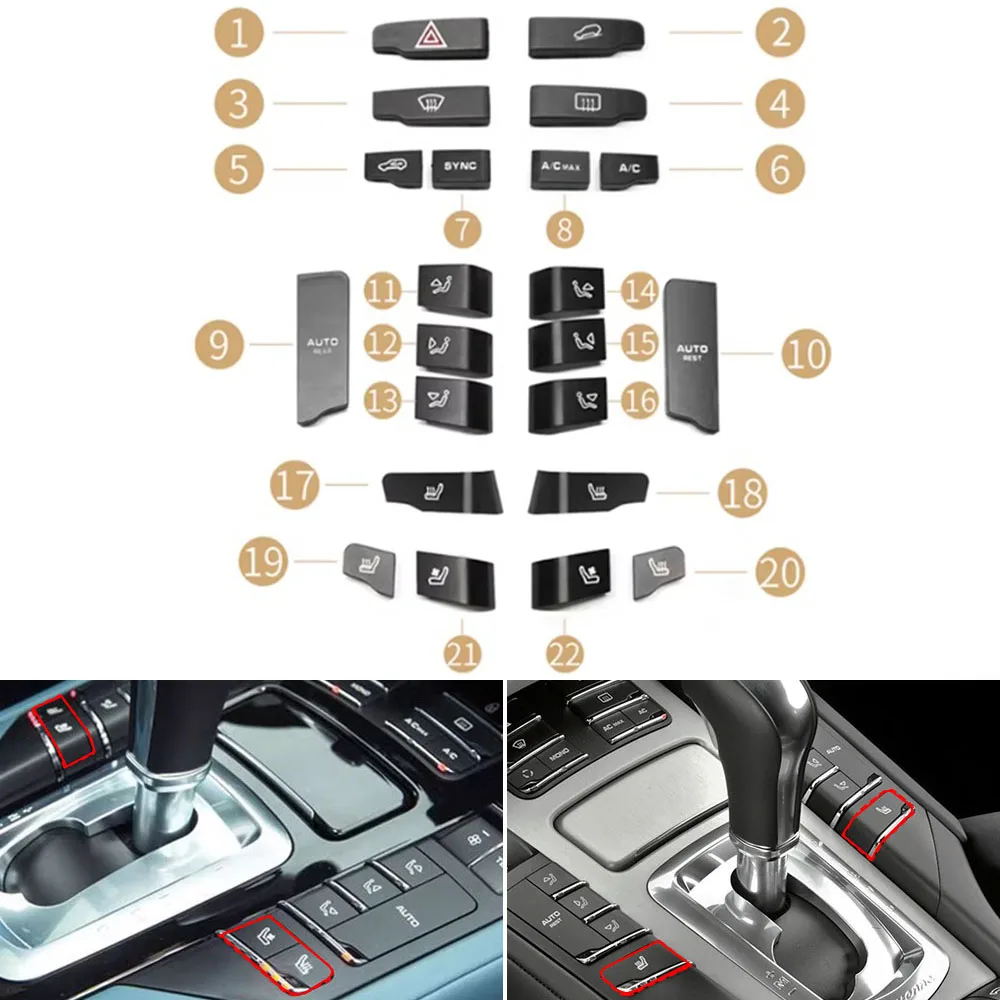 

Interior Central Console Switch Air Vent Temperature Adjust AC Button Cap Cover For Porsche Cayenne 92A Panamera 970 Macan 95B