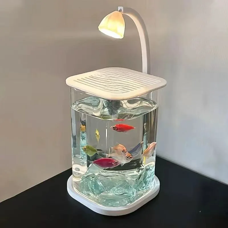 

Ultra Clear Glass Fish Tank Mini Desktop Aquarium for Fighting Fish Creative Home Decor for Living Room Office