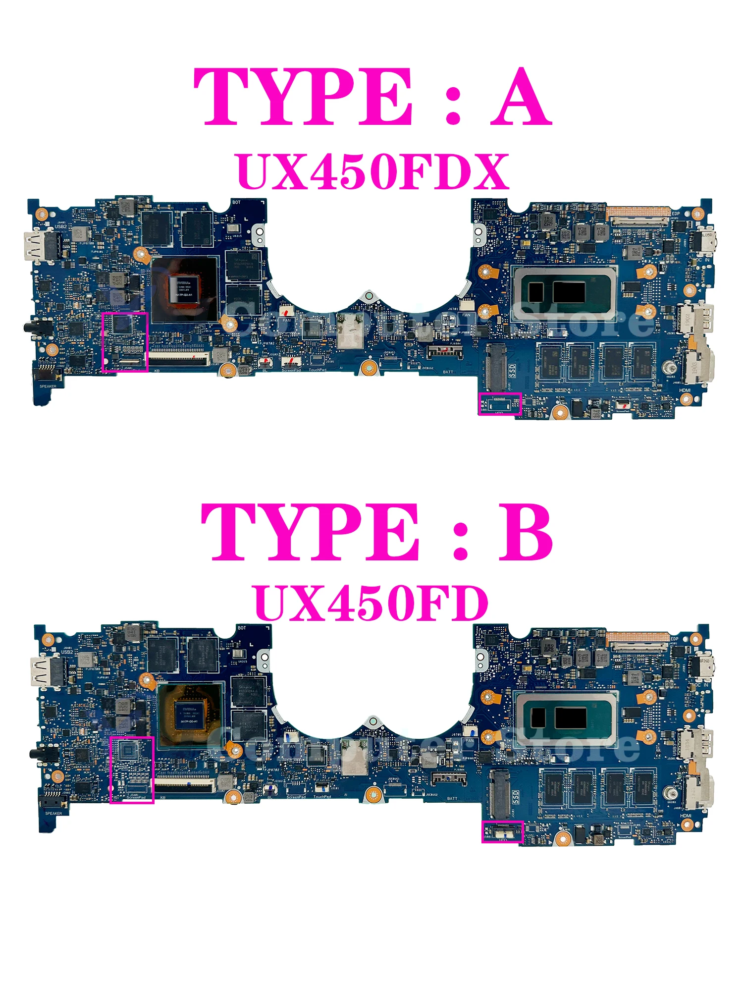 UX450FDX Mainboard For ASUS Zenbook Pro 14 UX480 UX450FD UX450FDA UX450F Laptop Motherboard I5-8265U I7-8565U GTX1050 8G/16G-RAM