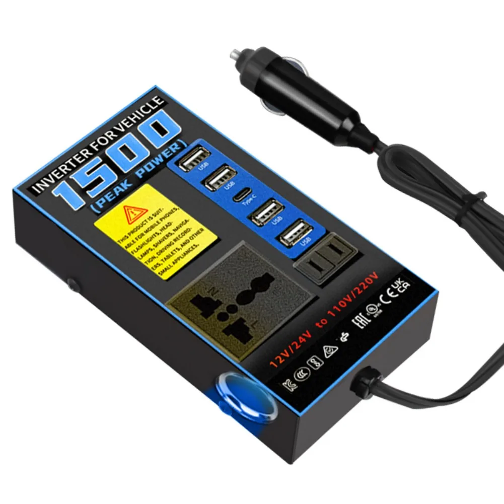 محول طاقة السيارة 12 فولت 24 فولت إلى 110 فولت 220 فولت شاحن مقبس السيارة مع منفذ USB PD شحن سريع ووظيفة السلامة #2