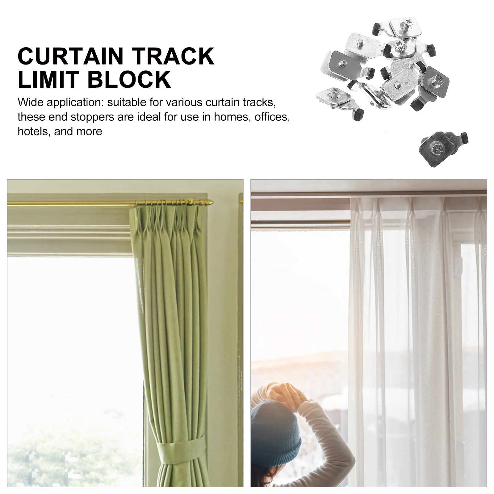 

10pcs Track End Stoppers Iron Replacement Parts For Curtain Tracks Universal Curtain Accessories Home Office Hotel Use