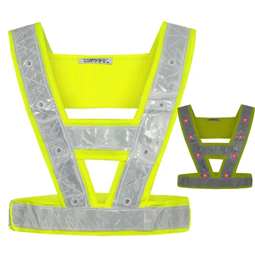 SPARDWEAR Safety Led Vest Reflective Led Vest Safety Vest Led Lights Fluorescent Yellow Vest with Led Lamps Fast Shipping