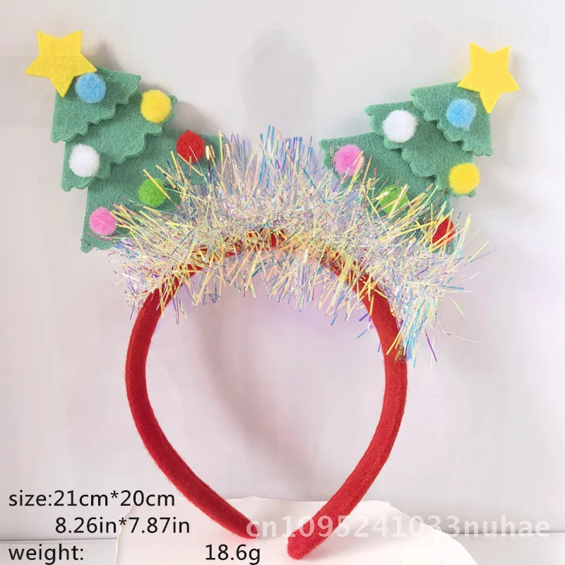 

Christmas Tree Type Felt Cloth Headband for Adults And Children Holiday Party Bright Strip Decorative Headband in Various Colors