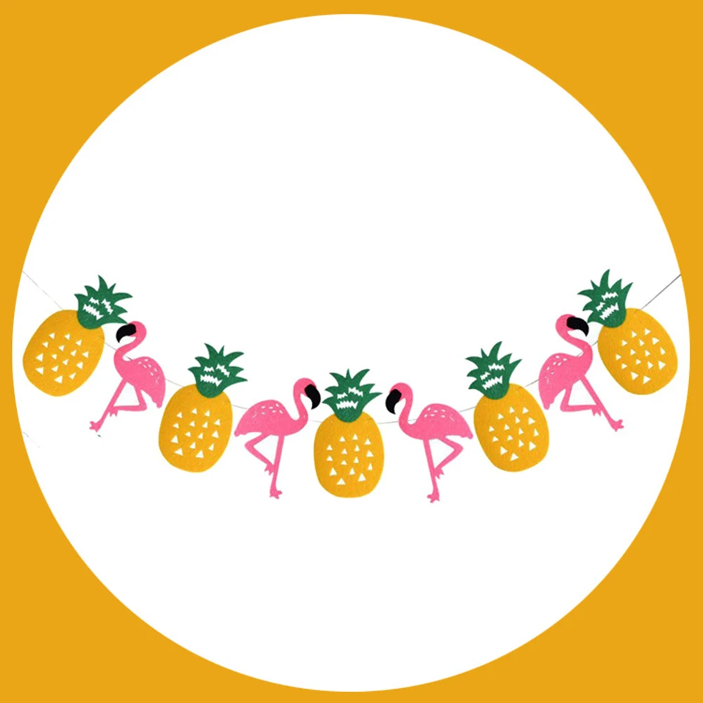 

3 pcs Banner Pineapple Colorful Flags Summer Party Bunting Hawaiian Garland LuauBackdrop Flamingo Palm