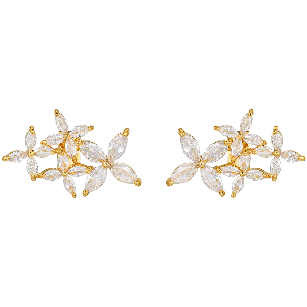 for Freeclip Earphone Clip Drop Ear Cuff Light 1 Pair Earbud Charms Made of Copper with Floral Inlay Detailing