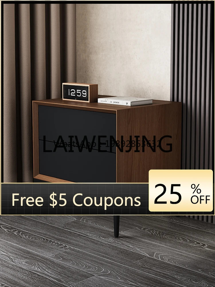 

6 Italian Minimalist Side Table Cabinet Black Walnut Bedroom Locker Storage Cabinet