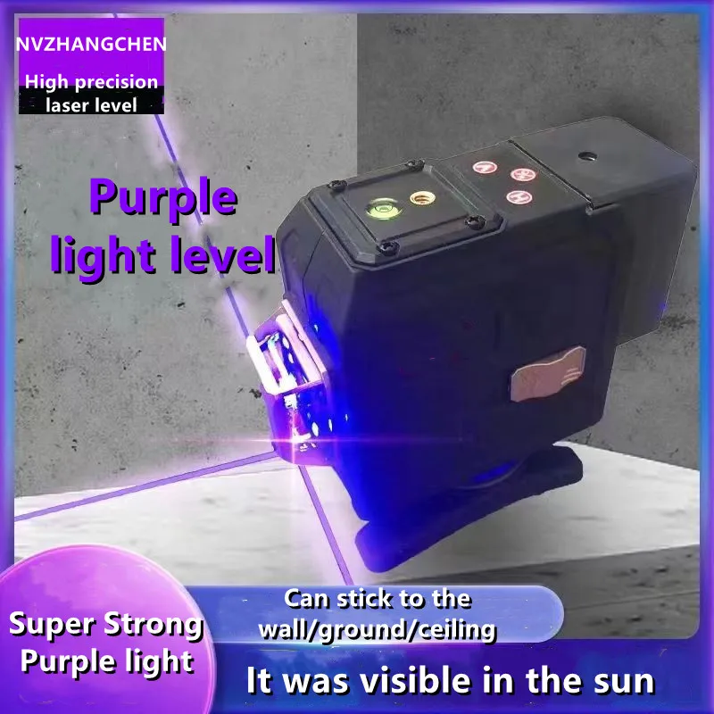 Imagem -06 - Super Poderoso Nível Laser Raio Roxo Nível Laser 4d Auto Nivelamento 360 Nível Horizontal e Vertical 16 Linhas 12 Linhas