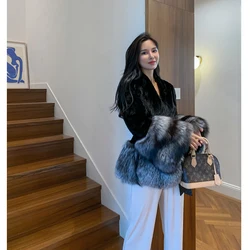 HDHOHR 2026 Winter New Real Mink Fur Coats Women Natural Fox Fur Coats With Real Fox fur Warm Short Mink Fur Jackets For Female