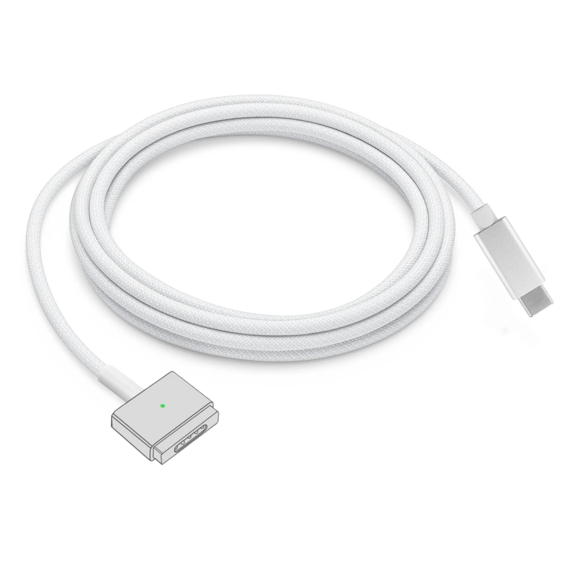 USB-C naar MagSafe 2 T-tip gevlochten oplaadkabel voor MacBook Air/Pro, snelle magnetische opladersnoer compatibel met 45W 60W 85W