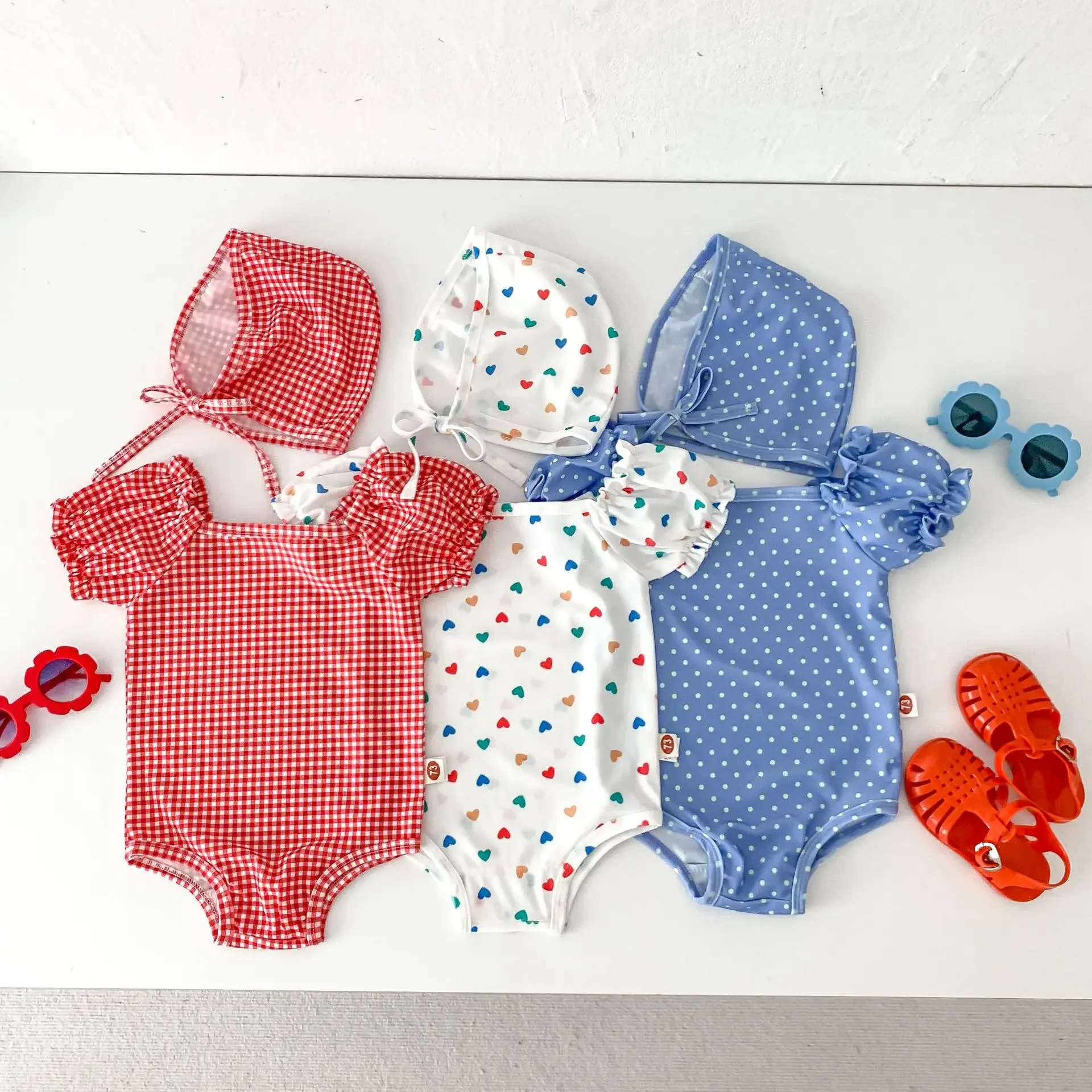 ZOETOPKID 2-teiliges Set Sommer-Baby-Badeanzug mit Schwimmkappe, Einteiliger Badeanzug für Mädchen, Schnelltrocknender Strand-Badeanzug für Draußen – Detail 3