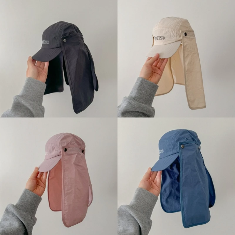 

Lightweight Child Sun Hat Quick Drying Kids Duckbilled Caps Wide Brimmed Sunhat with Removable Shoulder Wrap Neck Cover A2UB