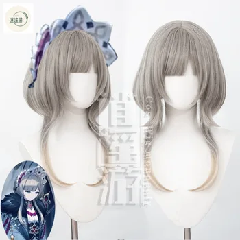 Anime Sandrone Cosplay Peruk Oyunu Genshin Etki 50 CM Degrade Isıya dayanıklı Sentetik Saç Cadılar Bayramı Partisi Cosplay Peruk + peruk Kap