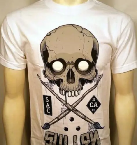 SULLEN CLOTHING BIG BAD BAD BADGE WHITE TATTOO INK SKULL PUNK GOTH T SHIRT S-5XL