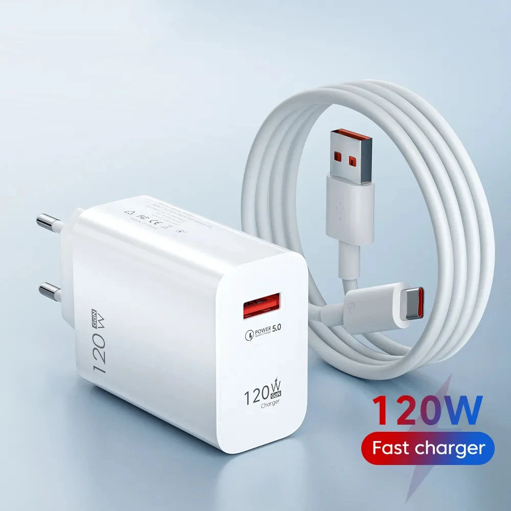 120W GaN USB Fast Charger Quick Charge3.0 USB C Cable Type C Charge Cable Phone Charger Adapter for iPhone Xiaomi Samsung Huawei