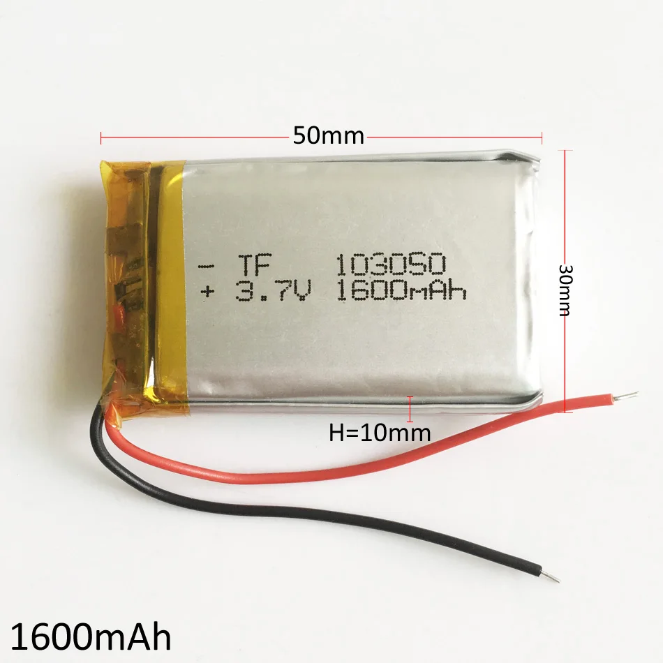 10 szt. 3.7V 1600mAh akumulator Lipo 103050 ogniwa litowo-polimerowe do podkładki głośnikowej GPS rejestrator kamery DVD telefon komórkowy