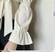 

Sweet Fashionable Bow Spliced Solid Color Blouse For Female Korean Slim All-match Square Collar Folds Shirt Women's Clothing