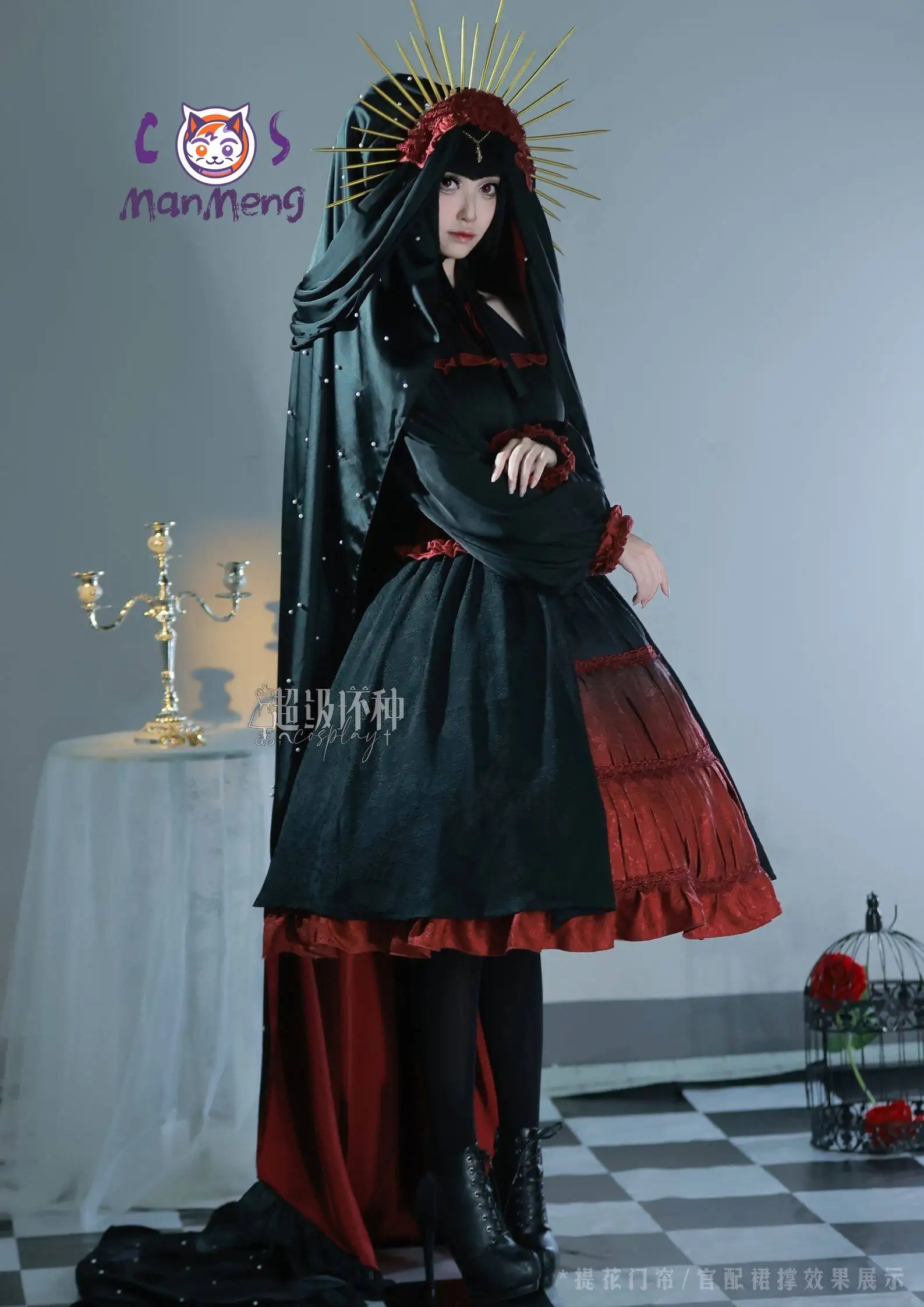 

Celestia Ludenberg yasuhiro taeko Danganronpa Anime Cosplay Costume 10th Anniversary Spring Festival Gala Gorgeous Gothic Dress