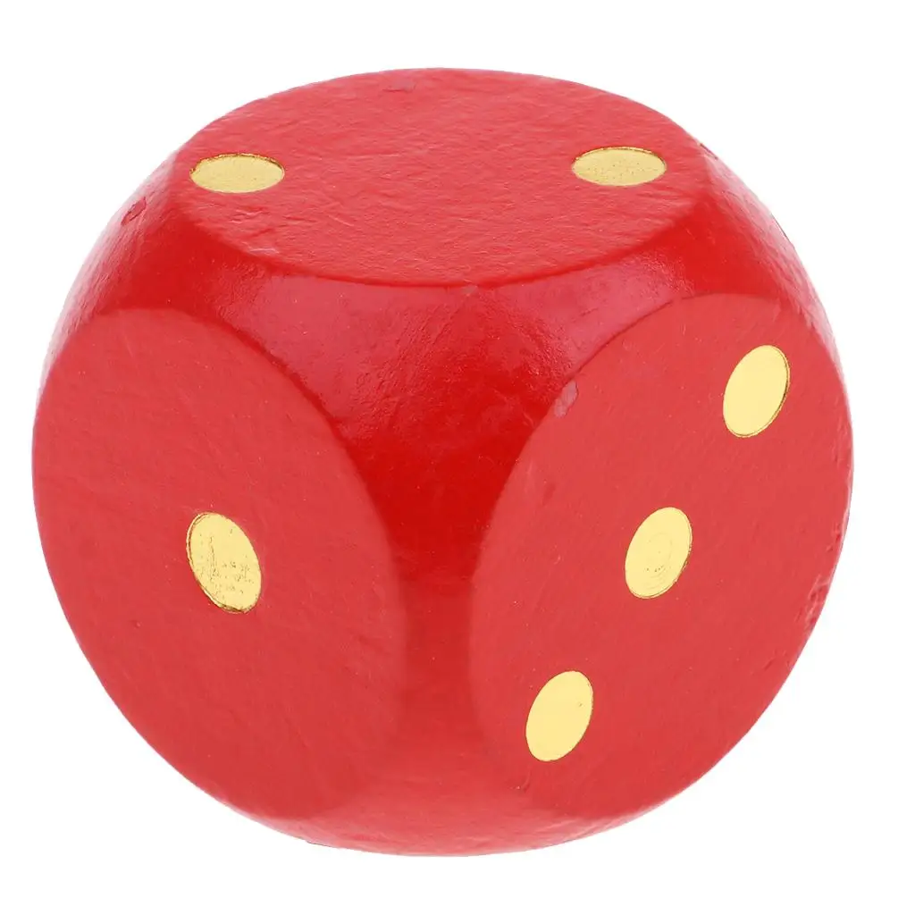 2-4pack Extra Large Wooden Dice with Rounded Corner D6 Six Sided Dice 5cm Red