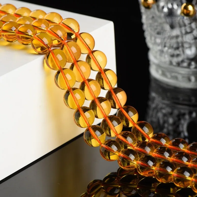 High-Quality Optimize Citrine Beads, 6 8 10 12mm Round Loose Spacer Bead For Bracelet Necklace Jewelry Making Accessories
