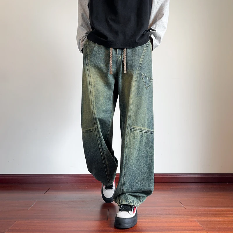الجينز للرجال الرجال بناطيل كاجوال تنوعا ربيع الخريف كبيرة الحجم السراويل الطويلة المألوف فضفاض مستقيم الساق واسعة الساق السراويل #5