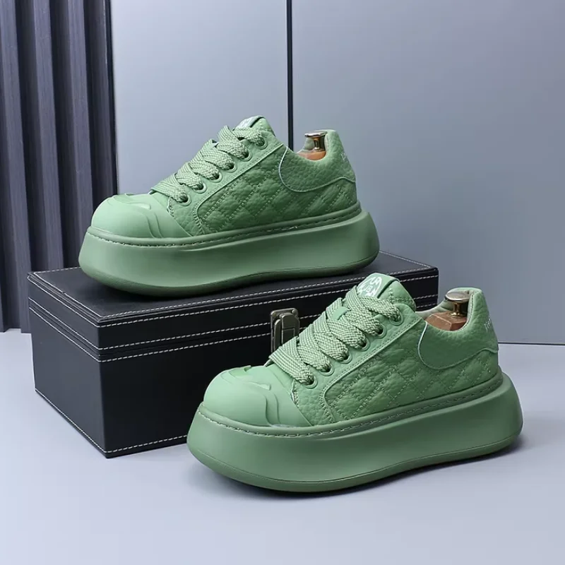 

new trendy shoes: Red thick-soled dad shoes for men, casual, fashionable and versatile sneakers Zapatos Hombre x9