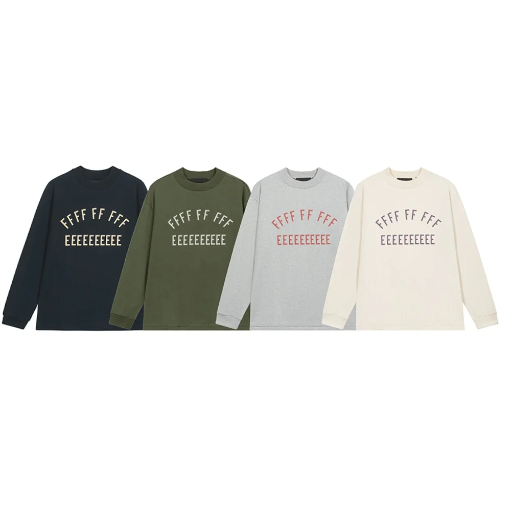 

Classic Brand The back to school Collection Double Line Letter Print Long Sleeve Tee Men Cotton Crewneck Jersey Teed Loose Tees