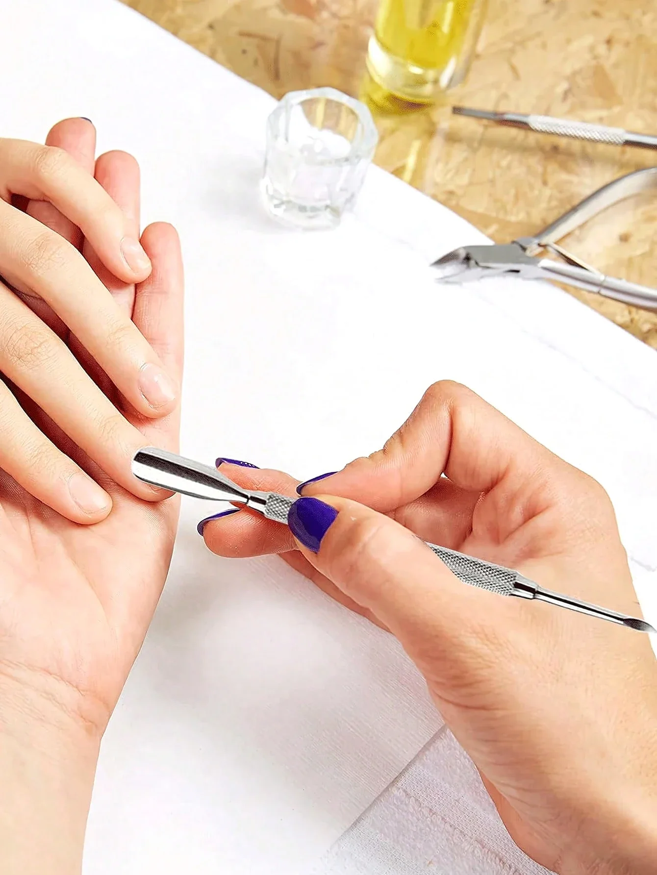 Cuticle Pusher Double Sided - Sharp Edge Spoon Shaped Dual Ended Cuticle Pusher Remover Clean Stainless Steel Manicure Pedicure