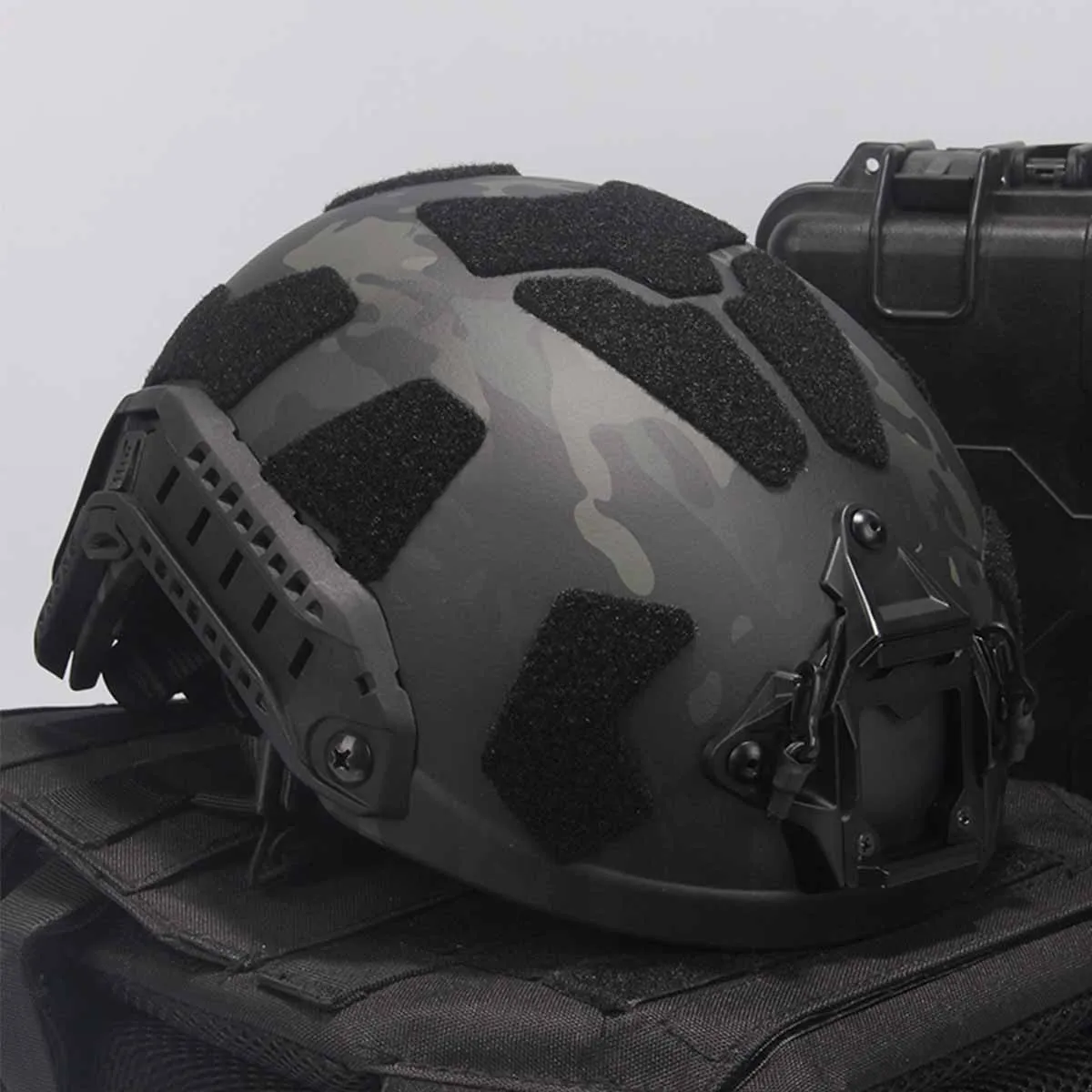 FAST Tactical Helmet Set with Night Vision Model & NVG Bracket & Headset & Flashlight for CS Airgun Paintball Shooting,Hunting