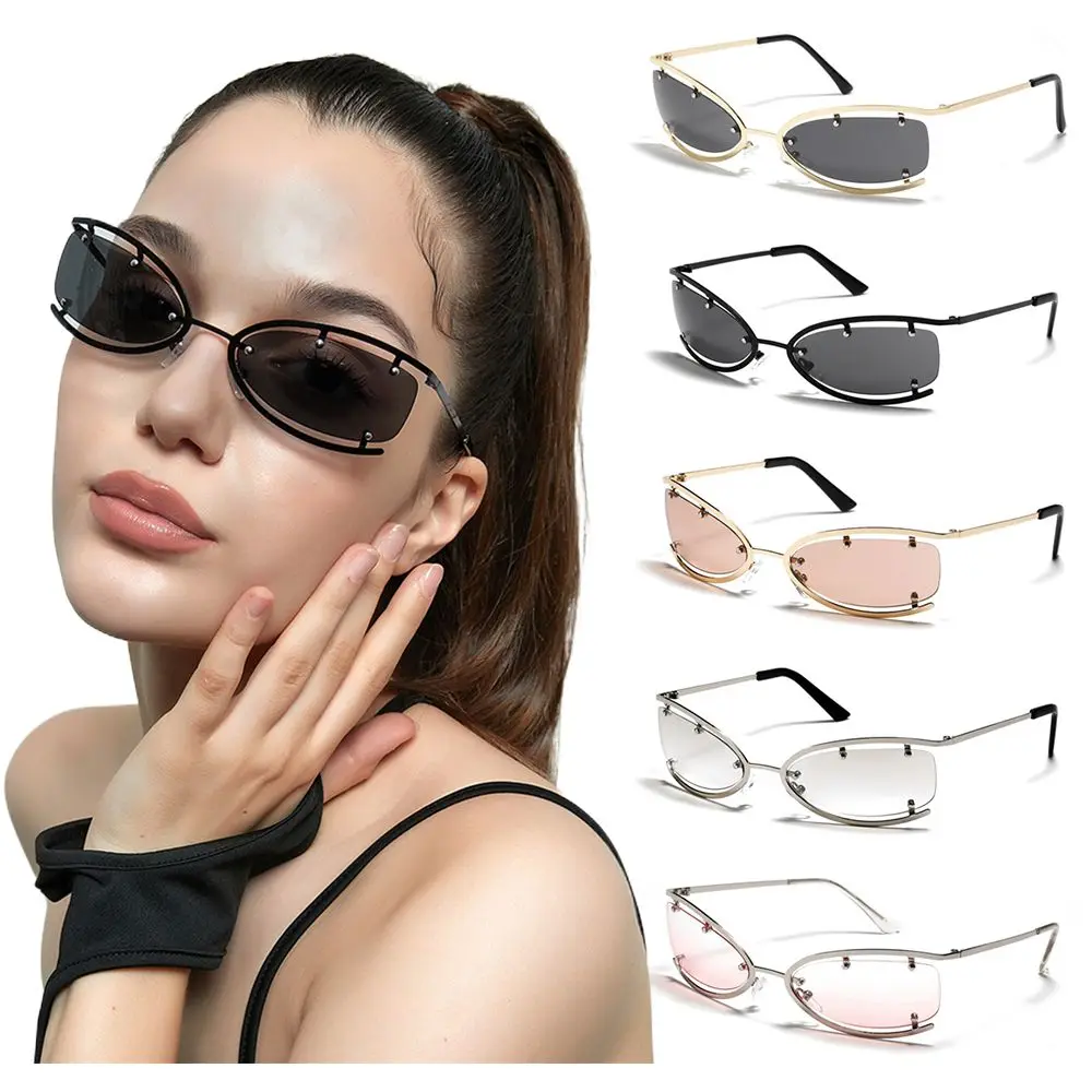 UV400 Goggles Shades Rimless Wrap Around 2000'S Punk Sunglasses Sun Glasses Y2K Sunglasses